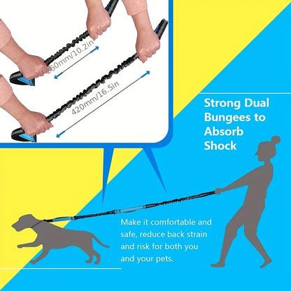 Hands-Free Adjustable Double Handle Dog Leash - Elastic Retractable Rope for Large and Medium Dogs - Perfect for Running, Jogging, and Walking with Your Pet