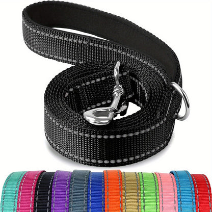 1pc Single Sided Reflective Dog Leash Soft Neoprene Padded Breathable 1 Inch Wide, Pet Leash 6FT/5FT/4FT For Medium & Large Dogs Walking And Training