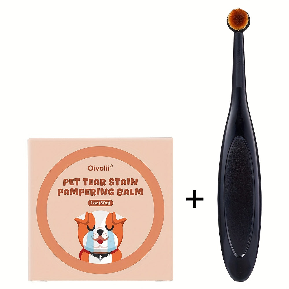 Pet Tear Stain Remover Gel 30g + Brush | Gentle Plant-Based Formula | Effective & Irritation-Free Eye Cleaning For Dogs & Cats