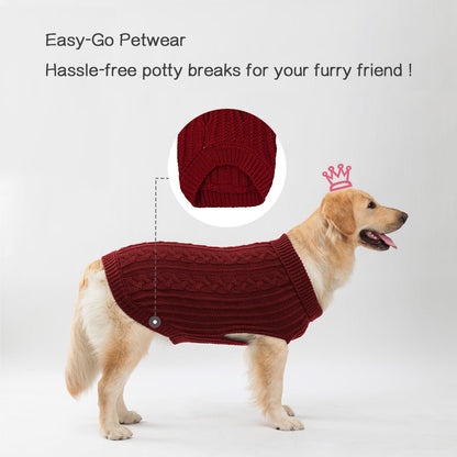 1pc Cozy Pet Knit Sweater - Warm Dog Clothes for Autumn and Winter - Soft, Plain Color, Knitted Design, Pet Friendly, Seasonal Apparel