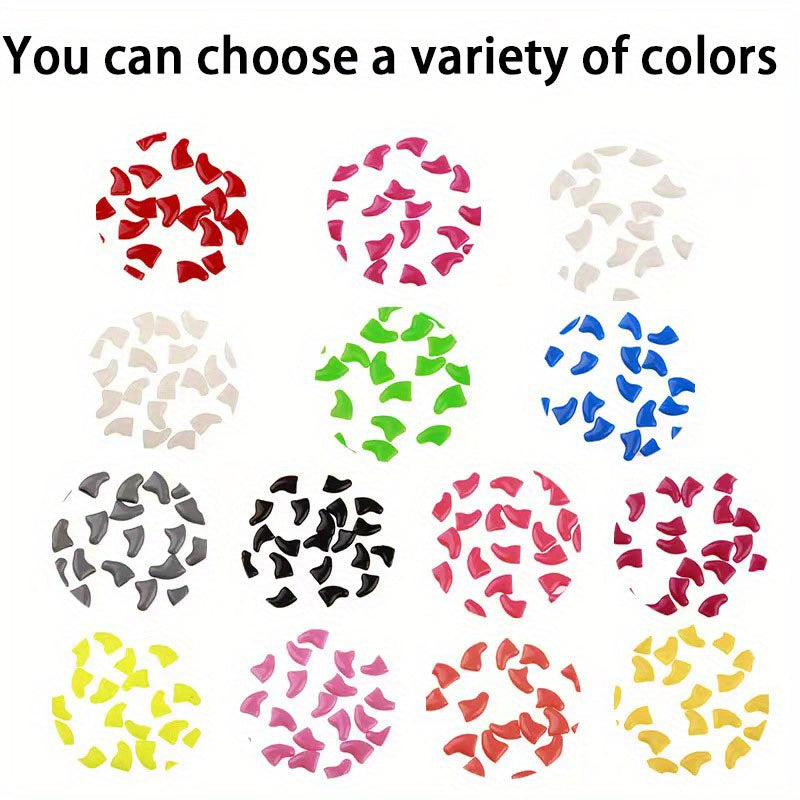 20/100pcs Vibrant Cat Nail Caps - Soft, Colorful, and Gentle Claws Covers with Easy-Apply Glue and Applicators for Safe and Stylish Pet Grooming