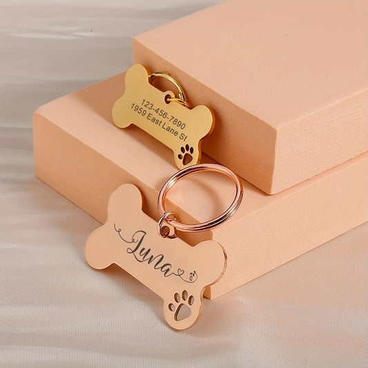 Personalized Pet Tags - Shiny Steel Nameplates with Free Engraving for Dogs & Cats - Anti-Lost Collar Tags & Accessories