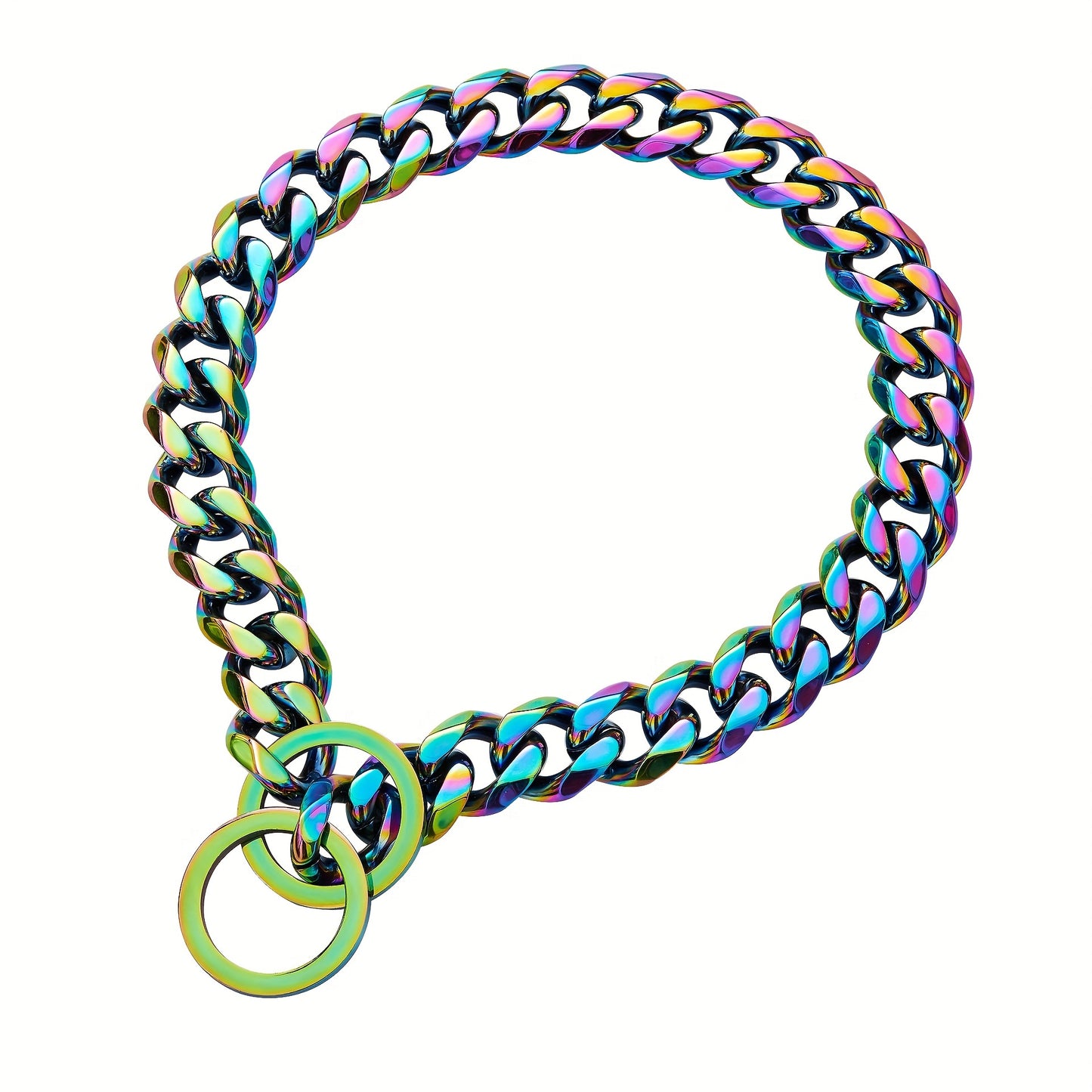 Titanium Steel Stainless Steel P Chain Colorful Cuban Chain Pet Dog Chain Heavy Duty Anti Slip Dog Collar