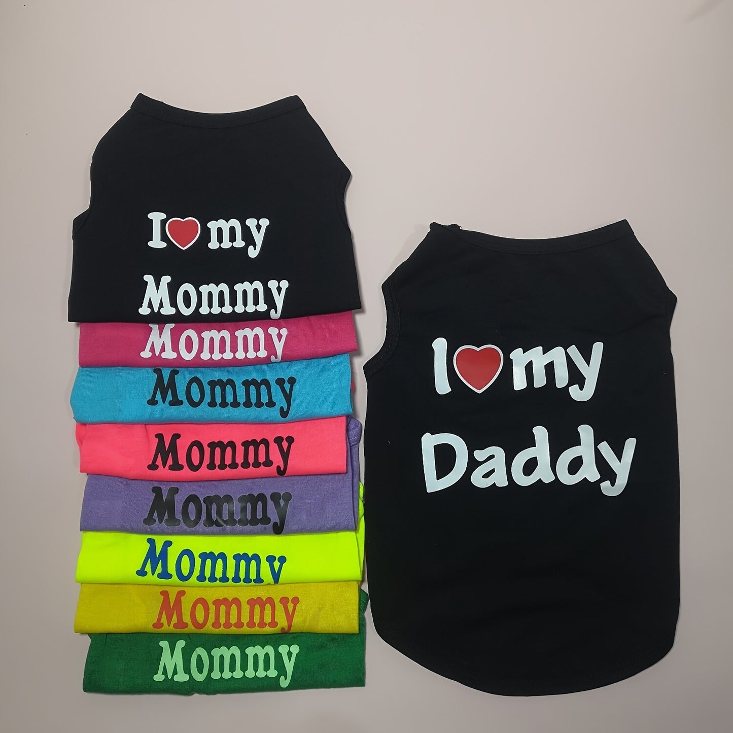 1pc Breathable Pet Vest for Summer Parties - Adorable 'I Love My Daddy/Mommy' Graphic Design for Dogs and Cats