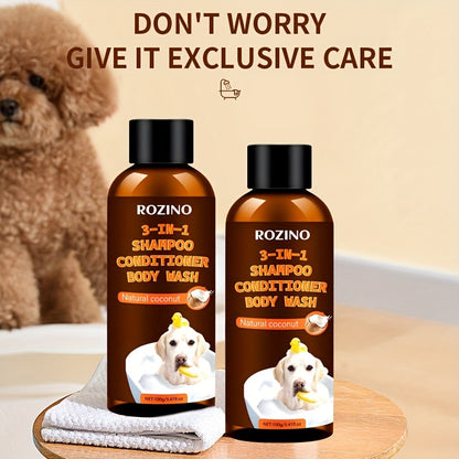 ROZINO Coconut Essence 3-in-1 Pet Shampoo & Conditioner Body Wash - Gentle Cleansing, Soothing Skin Care for Dogs and Cats, Natural Formula with Coconut Milk Extract, Safe for All Breeds, Pet Grooming Essentials | Coconut Sce