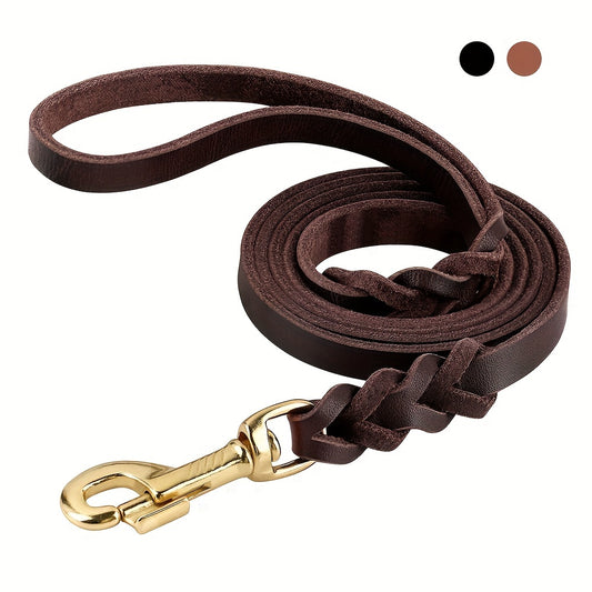 5ft Durable Braided Dog Leash - Adjustable Solid Color Pet Lead Rope with Metal Clasp for Medium & Large Dogs, Outdoor Walking & Daily Use, Stylish Dog Accessory