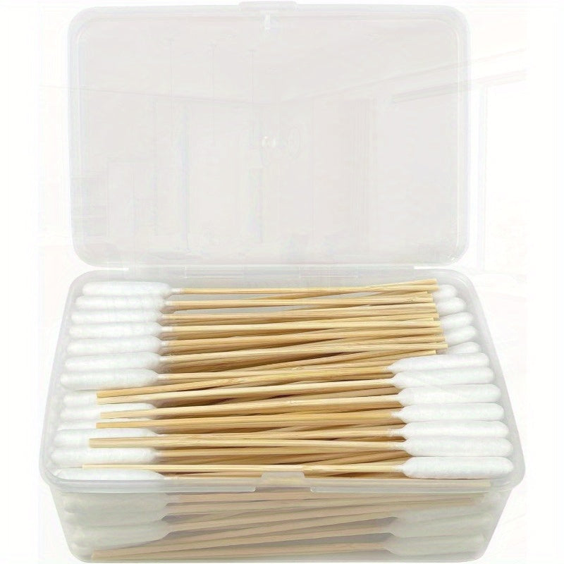 200pcs 6-Inch Long Bamboo Pet Swabs with Soft White Cotton Tips - Gentle Ear Cleaning for Dogs & Cats, Ideal for Home Use, Pet Grooming Supplies, Pet Care Essentials, Simple Design, Durable Construction