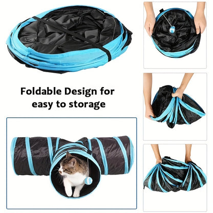 [Large Collapsible Cat Tunnel Play] Cat Tunnel For Indoor Cats Large With Play Ball 2/3/4/5 Way Collapsible Interactive Peek Hole Pet Tube Toys For Puppy, Kitty, Kitten, Rabbit