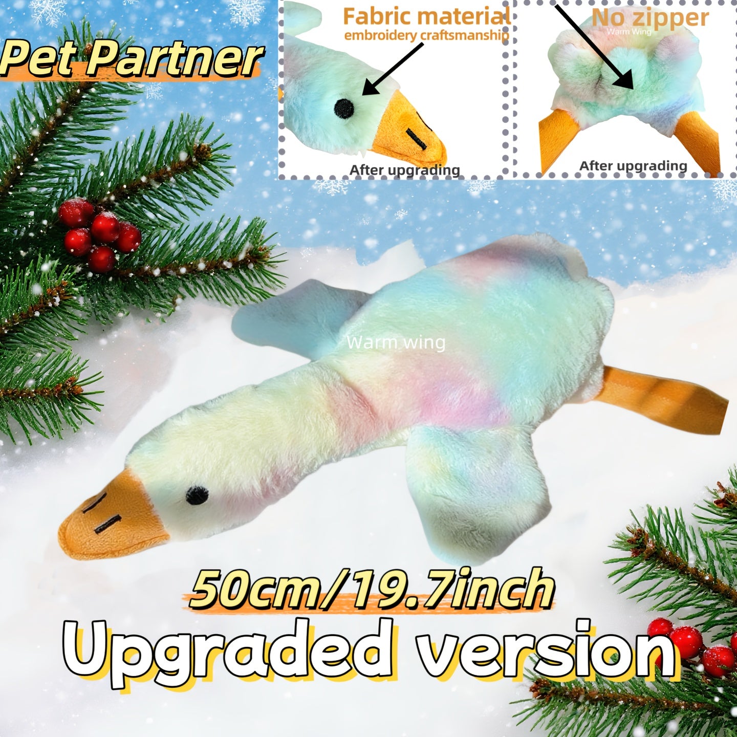 19.69inch Tie-Dye Duck Toy for Dogs & Cats - 2025 New Design with Embroidered Safety Eyes - Washable Pet Toy for Small to Large Pets, Calming Pet Toy, Playtime Fun for Pets, Perfect Christmas/Birthday Gift for Pets, Dog Toy,