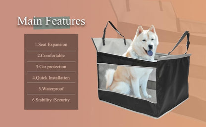 Foldable Dog Kennel for Cars - Heavy-Duty Pet Carrier Crate with Safety Belt System, Secure Locking Doors & Cushioned Interior - Heavy-Duty Fabric Construction, Foldable Design for SUVs, Sedans, Trucks - Travel Crate for Smal