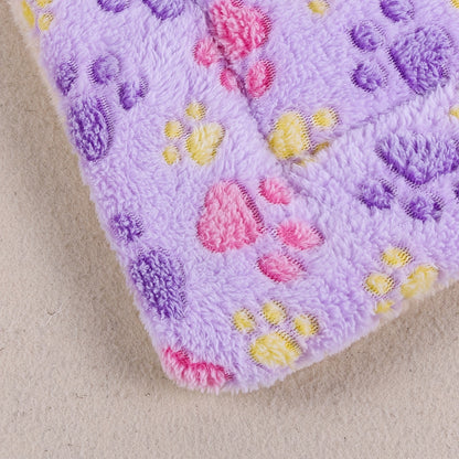 All-Season Dirt-Resistant Rectangular Pet Blanket - Comfortable Dog Paw Heart Print Pet Bed, 1pc