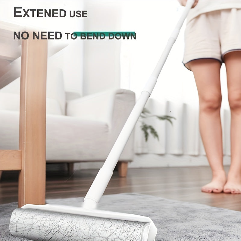 2-in-1 Long Handle Pet Hair Remover Roller - Reusable Lint Fur Roller for Dog, Cat, Carpet, Sofa, Bed, Floor - Easy to Clean, Self-Cleaning, Pet Hair Removal Tool