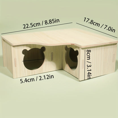 Multi-Chamber Wooden Hamster Maze and Hideout - Fun Activity and Cozy Nest for Your Pet