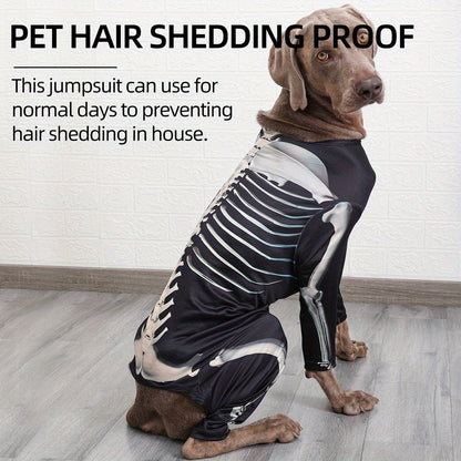 Pet Halloween Dressup Skull Transformation High elasticity sports not tight three-dimensional cut more fit four-legged long-sleeved design home anti-shedding Halloween Transformation Skull Bone Dog Costume