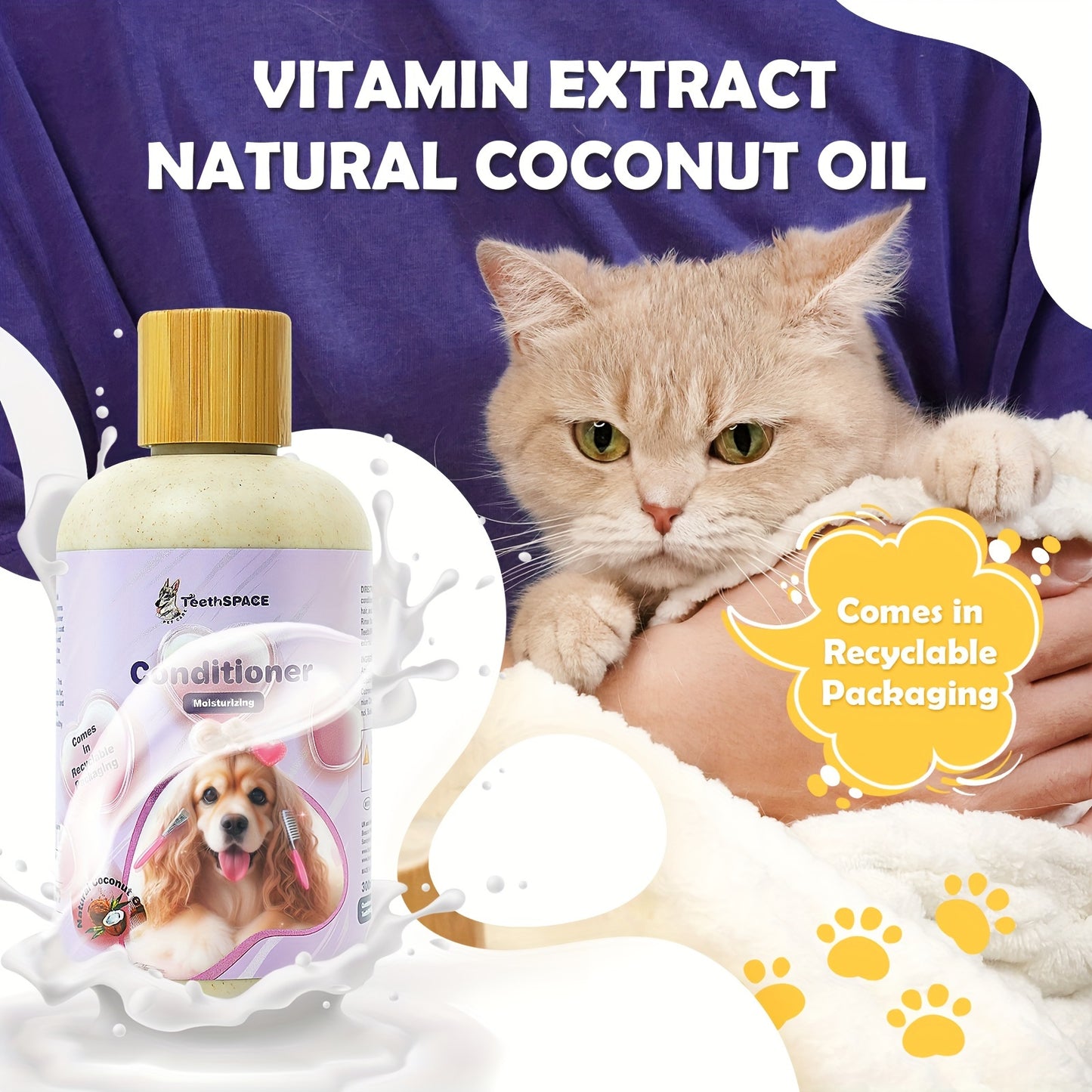 2pcs Pet Grooming Kit: Gentle Formula Shampoo & Conditioner For Dogs - Softens Fur, Cleanses & Cares, Nourishing Coconut Pet Care 3-in-1 Shampoo - Deep Cleans, Moisturizes, Itchy Skin Relief, Glossy Coat - Gentle & Safe For C