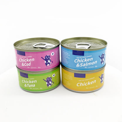 Canned Cat, 85g/3oz Canned Pet Snacks, Chicken Shredded Frozen Can, High Meat Content, Wet Food, Suitable for Cats and Dogs