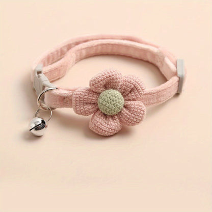 1pc Cute Dog Necklace with Flower Decor and Bell Strap - Pet Collars and Leads for Stylish Pups