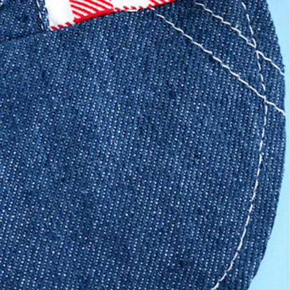 Durable Canvas Plaid Denim 1pc Rabbit Harness with Leash - Perfect for Dwarf Rabbits & Young Guinea Pigs - Stylish Pet Traction Rope Accessory