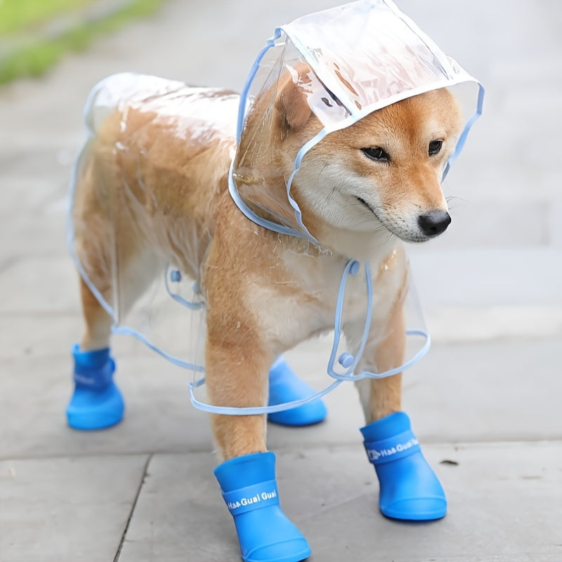 1pc Clear Transparent Hooded Pet Plastic Raincoat Poncho For Toy And Small Dogs And Cat Only Clothes