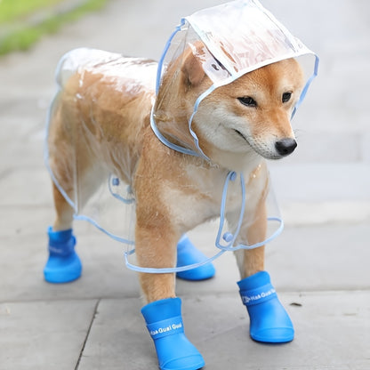 1pc Clear Transparent Hooded Pet Plastic Raincoat Poncho For Toy And Small Dogs And Cat Only Clothes
