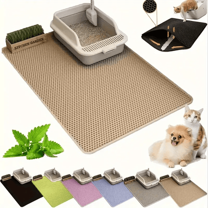 [Non-Slip Cat Litter Mat] Non-Slip Extra-Large Cat Litter Mat | Honeycomb Design, EVA Material, Leakproof & Easy to Clean, Multi-Color Options, Ideal for Home Pet Care, Litter Box Accessory, Durable Pet Mat