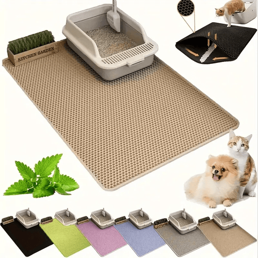 [Non-Slip Cat Litter Mat] Non-Slip Extra-Large Cat Litter Mat | Honeycomb Design, EVA Material, Leakproof & Easy to Clean, Multi-Color Options, Ideal for Home Pet Care, Litter Box Accessory, Durable Pet Mat