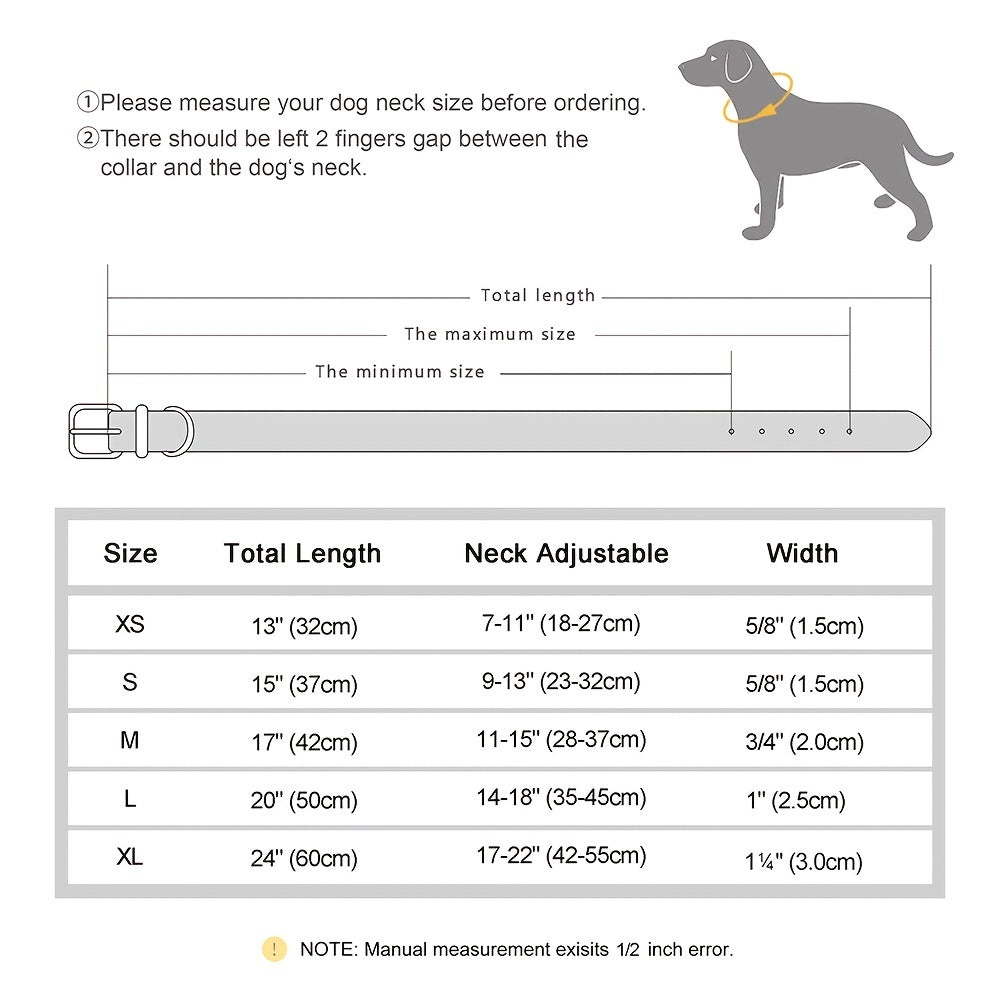 [Custom Dog Collar] Soft Padded Custom Engraved Dog Collar with ID Nameplate - Adjustable Pet Collars for Small to Large Dogs - Solid Pattern, Durable Material, Personalized