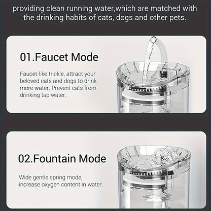 60.87oz Smart Cat Water Dispenser with Faucet, Dog Water Dispenser, Transparent Water Dispenser, Pet Water Filter Feeder
