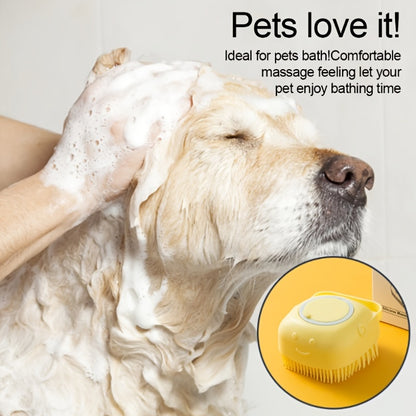 Soft Dog Shampoo Massager Bath Brush with Detachable Head & Soft Bristles - Gentle Pet Grooming Shower Brush for Sensitive Light Beige, Easy-Clean Design, Multi-Color Options (Pink, Blue, Yellow, Green, Turquoise) - Bath Time