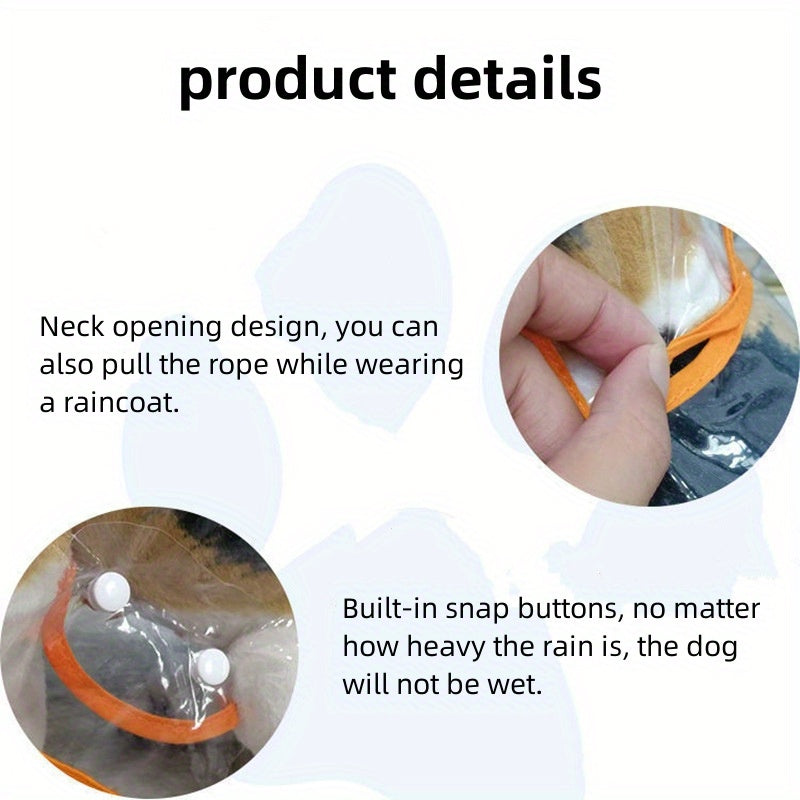 1pc Clear Transparent Hooded Pet Plastic Raincoat Poncho For Toy And Small Dogs And Cat Only Clothes