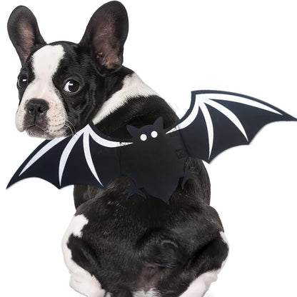 Pet Halloween Costume, Black Devil Bat, Adjustable Cat & Dog Outfit with White Wings & Eyes Print, Bat Wings, Claws, Cute Felt Fabric with Hook Closure, for Trick-or-Treat, Easter, Photo, Pet Role Play Party, Masquerade Ball