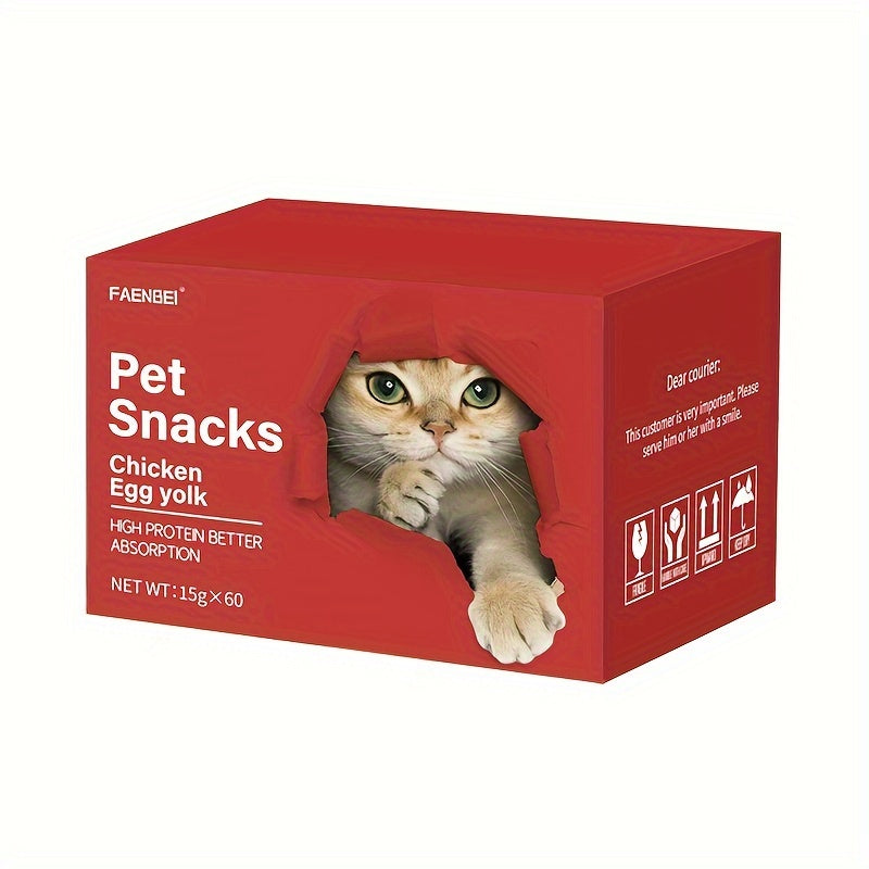 [Pet Pampering] Farmer's Delight Cat Treats - Chicken Egg Yolk, Salmon Krill, Tuna Mussel Flavors, 0.52oz Bags, 24/60pcs, Lickable & Squeezable, Nutritious Pet Snacks for Cats, Feline Rewards | Vibrant Packaging | Healthy Cat