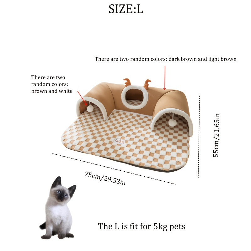 Cat Tunnel Cat Nest Small Pet Tunnel Small Pet Nest Elk Pet Nest Hide and Seek Toy Cat Tunnel Play Sleep Integrated Bear Shaped Tunnel Cat Nest Pet Nest Warm Nest Rabbit Hamster Tunnel Nest
