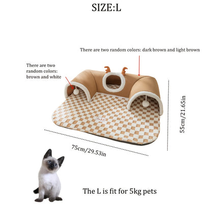 Cat Tunnel Cat Nest Small Pet Tunnel Small Pet Nest Elk Pet Nest Hide and Seek Toy Cat Tunnel Play Sleep Integrated Bear Shaped Tunnel Cat Nest Pet Nest Warm Nest Rabbit Hamster Tunnel Nest