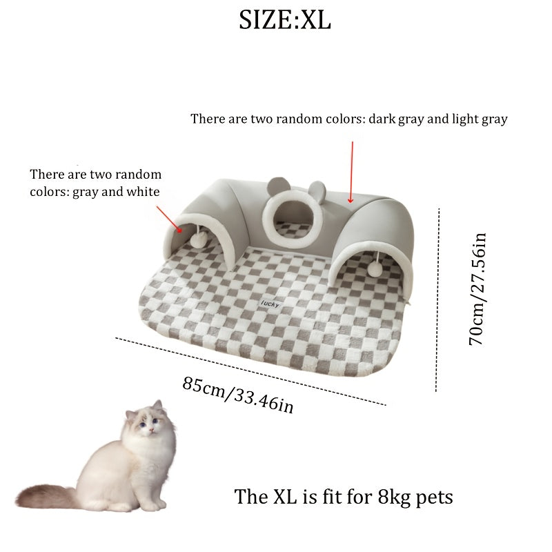 Cat Tunnel Cat Nest Small Pet Tunnel Small Pet Nest Elk Pet Nest Hide and Seek Toy Cat Tunnel Play Sleep Integrated Bear Shaped Tunnel Cat Nest Pet Nest Warm Nest Rabbit Hamster Tunnel Nest