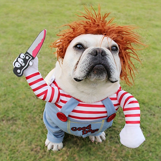 Spooky Pet Costumes for Medium & Large Dogs - Polyester Pullover Horror Theme Outfits for Christmas & Halloween - Woven, Easy to Wear, and Fun!