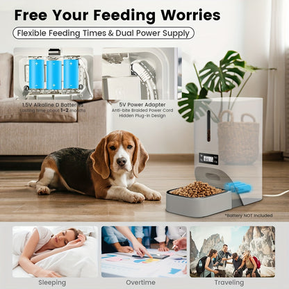 4L Timed Automatic Pet Feeders For Cats And Dogs Dry Food Dispenser With Desiccant Bag Timed Cat Feeder Programmable Portion Size Control 9 Meals Per Day 30s Voice Recorder