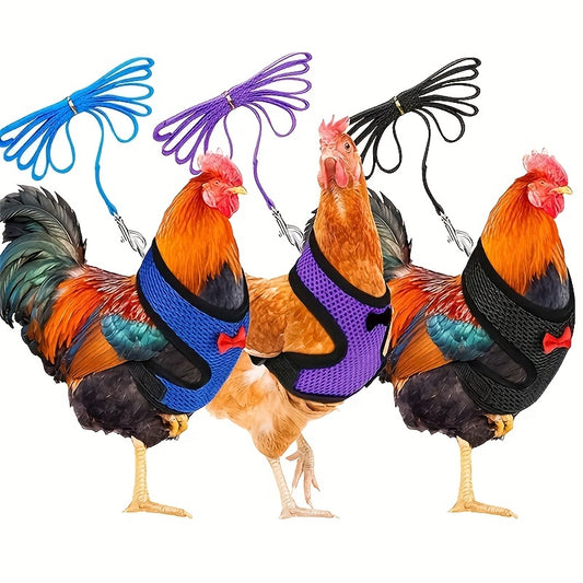 New Chicken Chest Harness Adjustable Chicken Leash Comfortable Breathable Elastic Chicken Vest for Poultry Pet Training Supplies