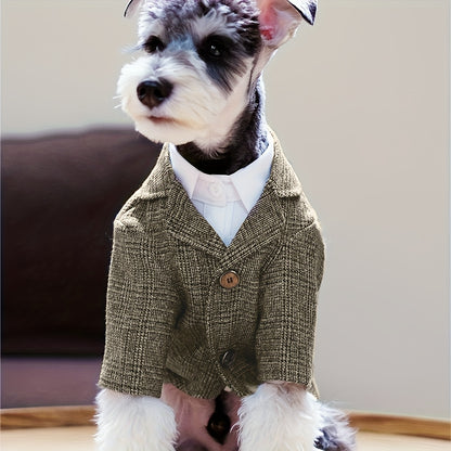 1pc Plaid Print Pet Suit Jacket - Stylish, Comfortable, Ideal for Wedding, Formal Events, and Christmas Gifts for Dog and Cat
