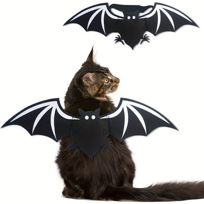 Pet Halloween Costume, Black Devil Bat, Adjustable Cat & Dog Outfit with White Wings & Eyes Print, Bat Wings, Claws, Cute Felt Fabric with Hook Closure, for Trick-or-Treat, Easter, Photo, Pet Role Play Party, Masquerade Ball