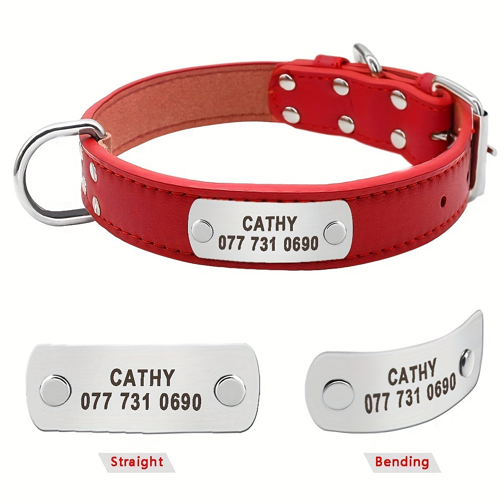 Custom Engraved Dog Collar with Personalized ID Tag - Durable Padded Pet Collar for Small, Medium & Large Dogs - Solid Pattern, Adjustable Fit, Secure Metal Hardware, Personalized Pet Accessory | Stylish Dog Collar | Durable