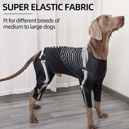 Pet Halloween Dressup Skull Transformation High elasticity sports not tight three-dimensional cut more fit four-legged long-sleeved design home anti-shedding Halloween Transformation Skull Bone Dog Costume
