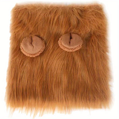 1pc Lion Mane Dog Costume - Adjustable Polyester Fiber Pet Wig for Medium & Large Dogs - Festive Christmas & Halloween Gift Accessory - For Dog Owners -  Perfect for Parties & Photoshoots