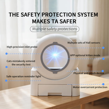 Smart Self-Cleaning Litter Box Pro 18.76gal XL Capacity - APP/WiFi Control, Odorless, Anti-Pinch Safety, Quiet, All Cat Litters Compatible, Includes Waste Bags and Mat, Suitable for Multi-Cat Homes, Quiet Pet Care, Sleek Pet