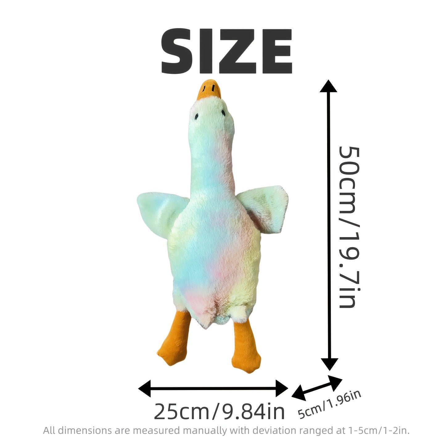 19.69inch Tie-Dye Duck Toy for Dogs & Cats - 2025 New Design with Embroidered Safety Eyes - Washable Pet Toy for Small to Large Pets, Calming Pet Toy, Playtime Fun for Pets, Perfect Christmas/Birthday Gift for Pets, Dog Toy,
