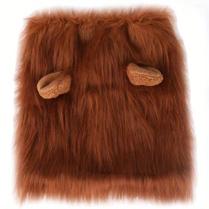 1pc Lion Mane Dog Costume - Adjustable Polyester Fiber Pet Wig for Medium & Large Dogs - Festive Christmas & Halloween Gift Accessory - For Dog Owners -  Perfect for Parties & Photoshoots