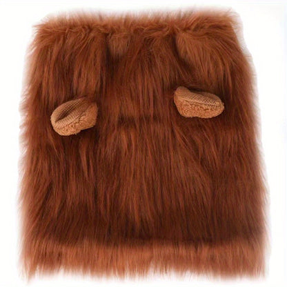 1pc Lion Mane Dog Costume - Adjustable Polyester Fiber Pet Wig for Medium & Large Dogs - Festive Christmas & Halloween Gift Accessory - For Dog Owners -  Perfect for Parties & Photoshoots