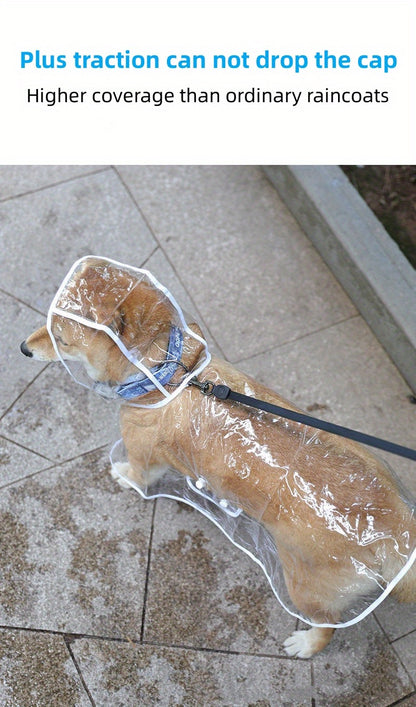 1pc Clear Transparent Hooded Pet Plastic Raincoat Poncho For Toy And Small Dogs And Cat Only Clothes