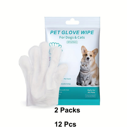 12pcs Polyester Pet Grooming Wipes, Disposable Pet Bathing Gloves for Dogs and Cats, Unscented Cleaning Mitt for All Pets, Easy-to-Use Pet Care Supplies