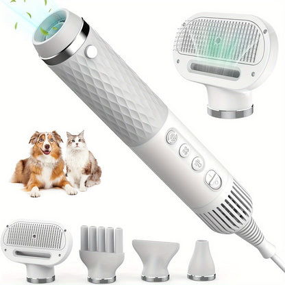 5-in-1 Portable Handheld Dog Hair Dryer - Advanced Smart Temperature Adjustment, Detachable Grooming Brush, Pet Washing Station, Travel-Friendly Design, Compact and Lightweight for Easy Use - Perfect for Home and Travel Pet C